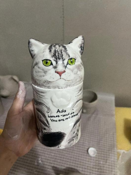Custom Painted Pet Urn - Ceramic Memorial Vessel