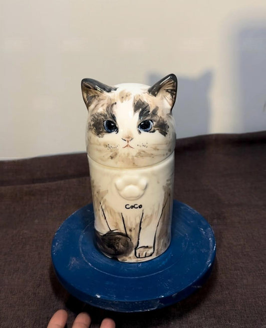 Custom Painted Pet Urn - Ceramic Memorial Vessel