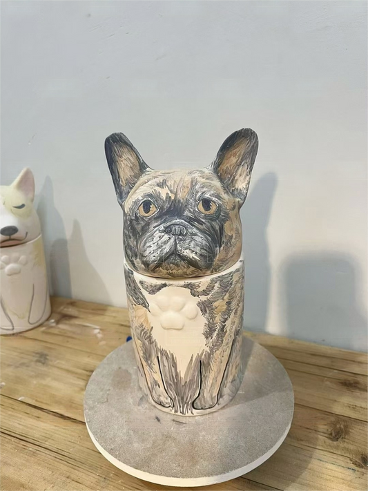 Custom Painted Pet Urn - Ceramic Memorial Vessel