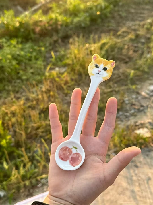 Bite of Love: Custom Pet Portrait Spoon - Hand-Painted Ceramic Feeding Utensil